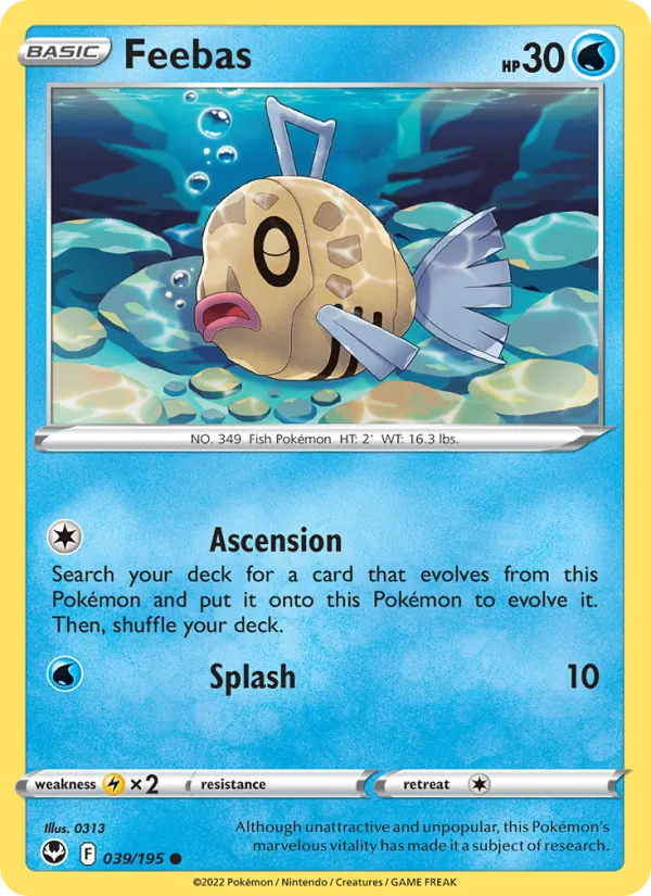 Feebas Reverse Holo 039/195 Silver Tempest Pokémon Card