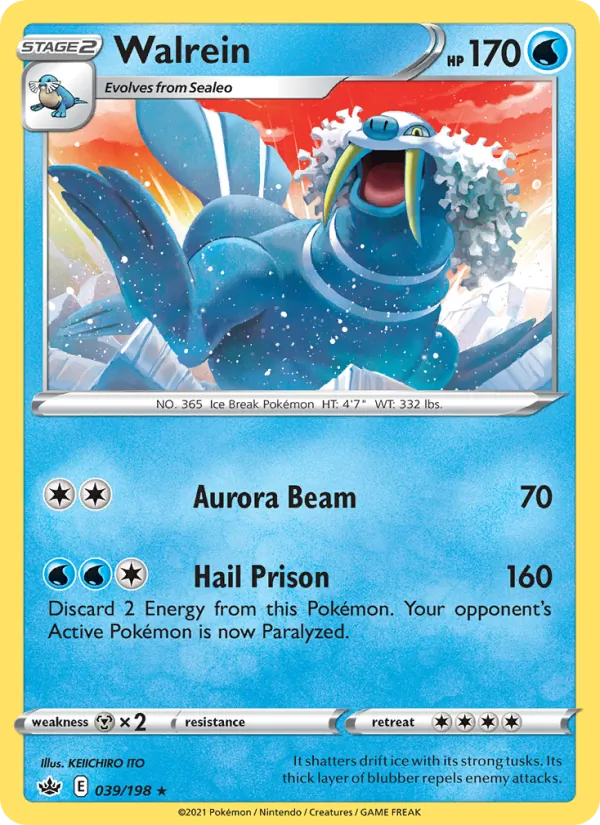 Walrein Reverse Holo 039/198 Chilling Reign Pokémon Card
