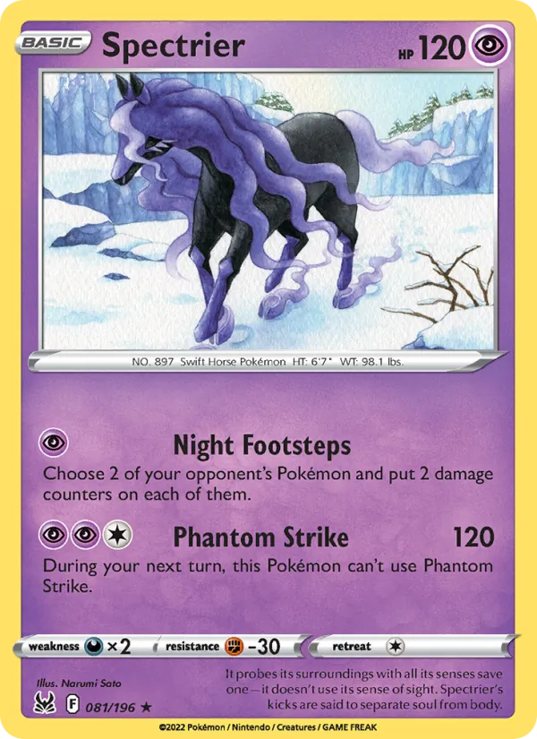 Spectrier Reverse Holo 081/196 Lost Origin Pokémon Card