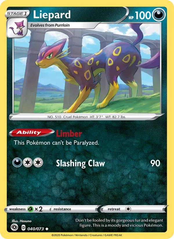 Liepard Reverse Holo 040/73 Champion's Path Pokémon Card