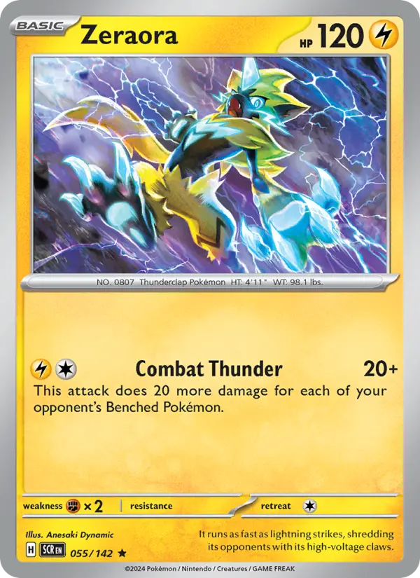 Zeraora Reverse Holo 055/142 Stellar Crown Pokémon Card