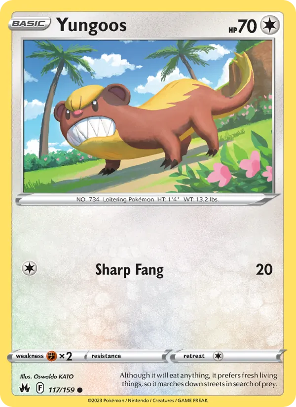 Yungoos Reverse Holo 117/159 Crown Zenith Pokémon Card