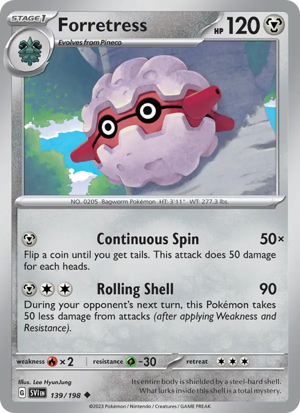 Forretress Non-Foil 139/198 Scarlet & Violet Pokémon Card