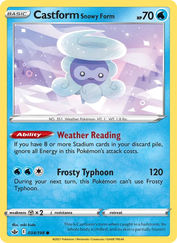 Castform Snowy Form Reverse Holo 034/198 Chilling Reign Pokémon Card