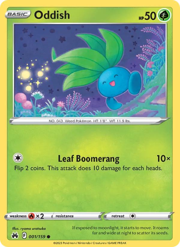 Oddish Reverse Holo 001/159 Crown Zenith Pokémon Card