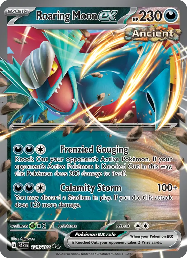 Roaring Moon ex Holo 124/182 Paradox Rift Pokémon Card