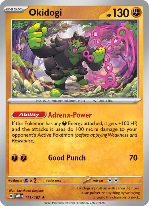Okidogi Reverse Holo 111/167 Twilight Masquerade Pokémon Card