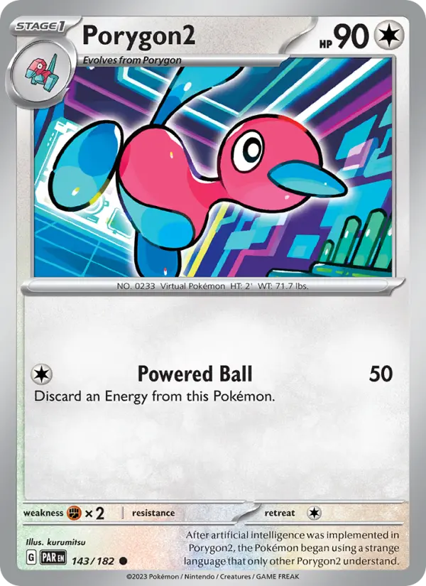 Porygon2 Reverse Holo 143/182 Paradox Rift Pokémon Card