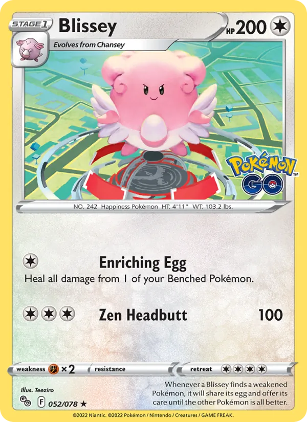 Blissey Reverse Holo 052/78 Pokémon GO Pokémon Card