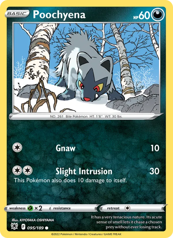 Poochyena Reverse Holo 095/189 Astral Radiance Pokémon Card