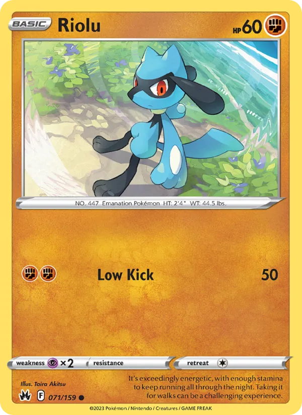 Riolu Reverse Holo 071/159 Crown Zenith Pokémon Card
