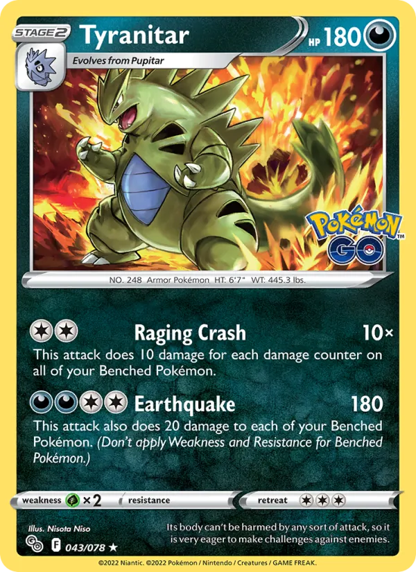 Tyranitar Reverse Holo 043/78 Pokémon GO Pokémon Card