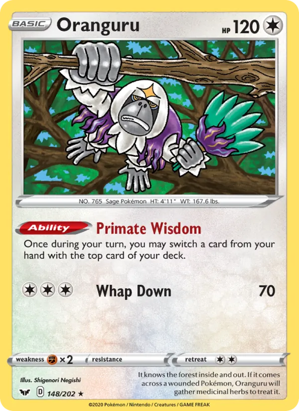 Oranguru Reverse Holo 148/202 Sword & Shield Pokémon Card