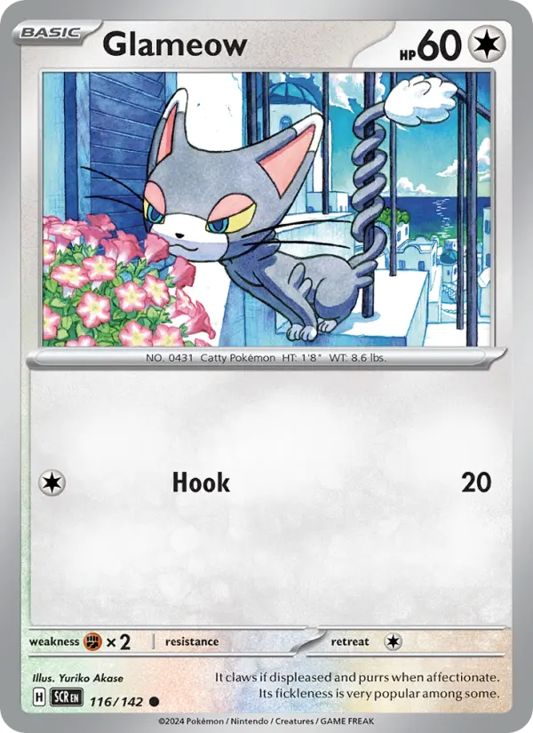 Glameow Reverse Holo 116/142 Stellar Crown Pokémon Card