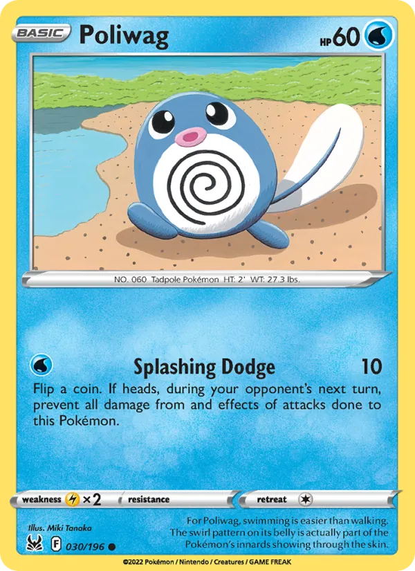 Poliwag Reverse Holo 030/196 Lost Origin Pokémon Card