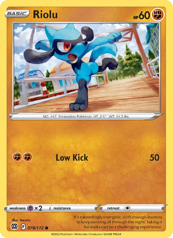 Riolu Reverse Holo 078/172 Brilliant Stars Pokémon Card