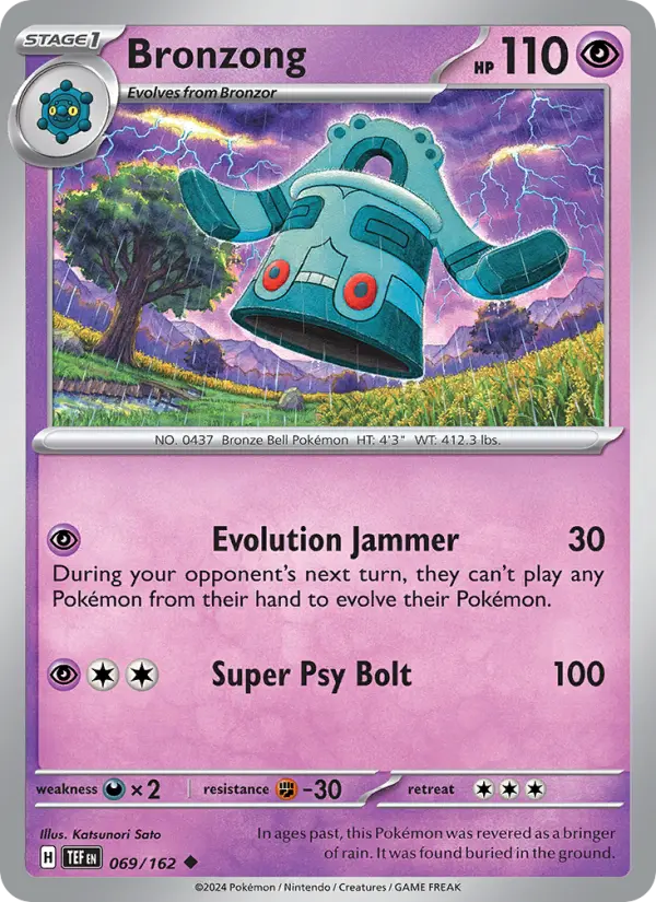 Bronzong Reverse Holo 069/162 Temporal Forces Pokémon Card