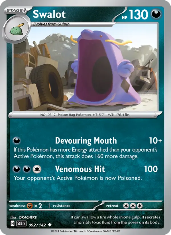 Swalot Reverse Holo 092/142 Stellar Crown Pokémon Card