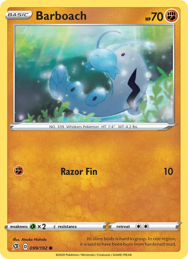 Barboach Reverse Holo 099/192 Rebel Clash Pokémon Card