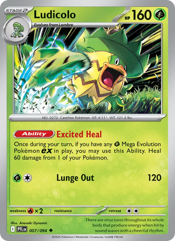 Ludicolo Non-Holo 007/94 Phantasmal Flames Pokémon Card