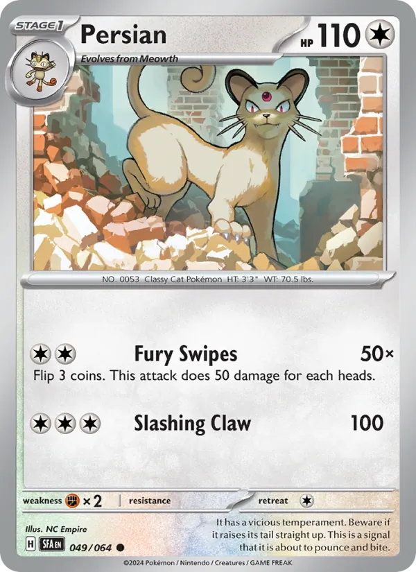 Persian Normal 049/64 Shrouded Fable Pokémon Card