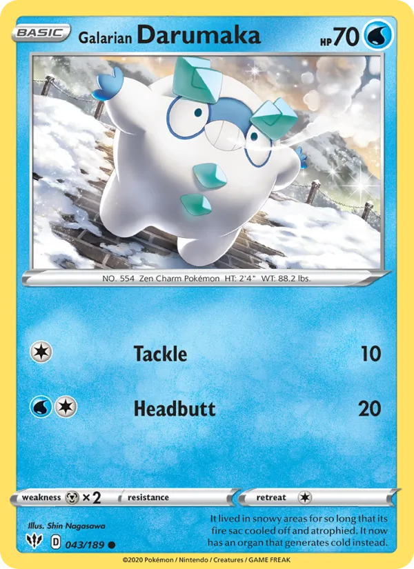 Galarian Darumaka Reverse Holo 043/189 Darkness Ablaze Pokémon Card
