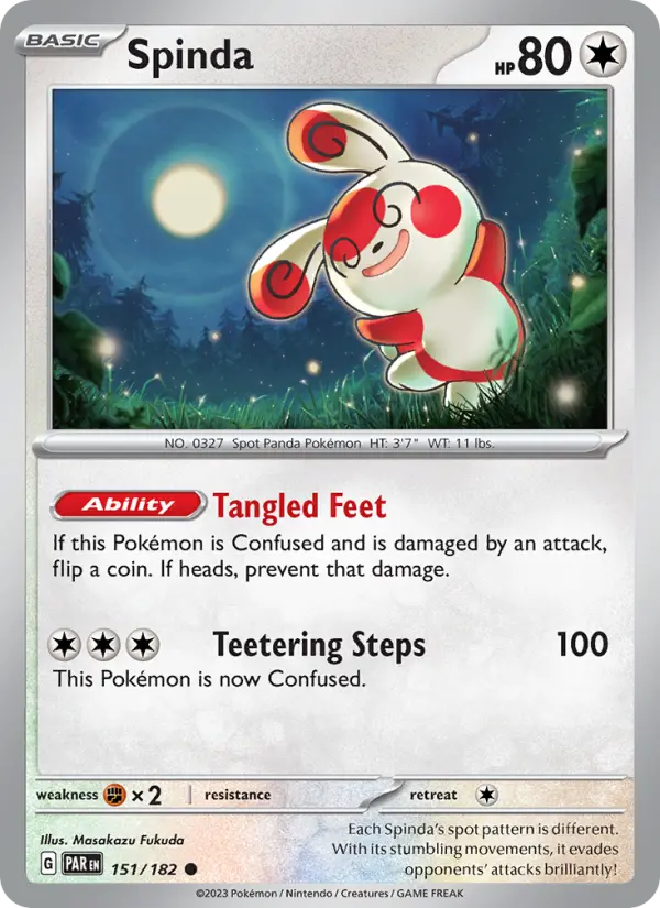 Spinda Reverse Holo 151/182 Paradox Rift Pokémon Card