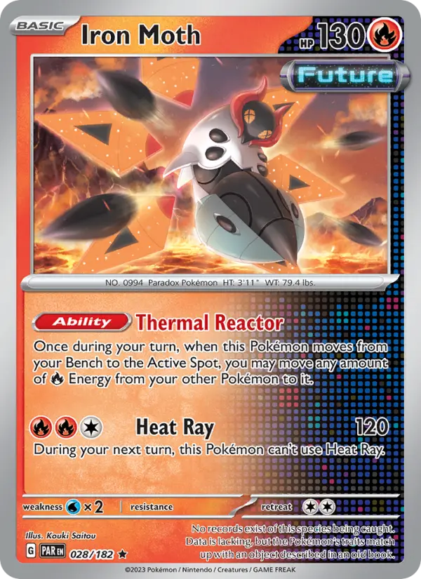 Iron Moth Reverse Holo 028/182 Paradox Rift Pokémon Card