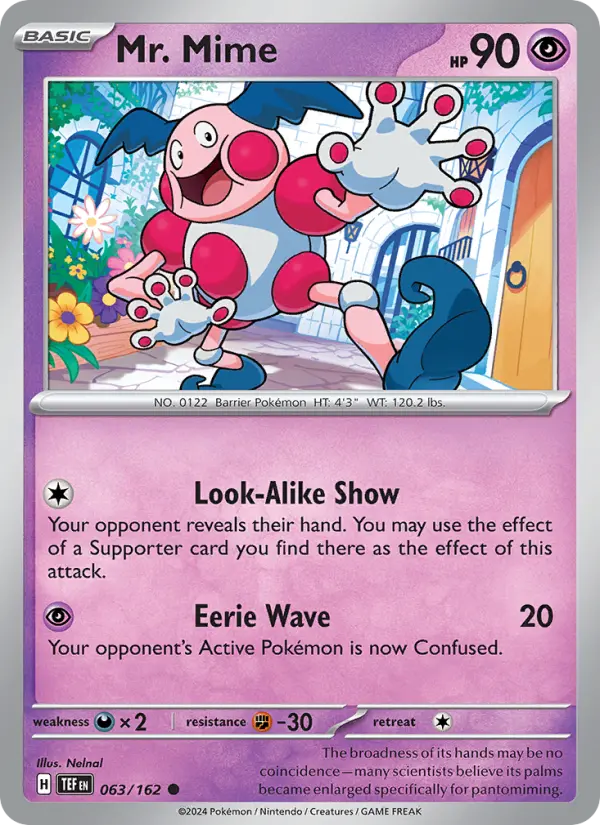 Mr. Mime Reverse Holo 063/162 Temporal Forces Pokémon Card