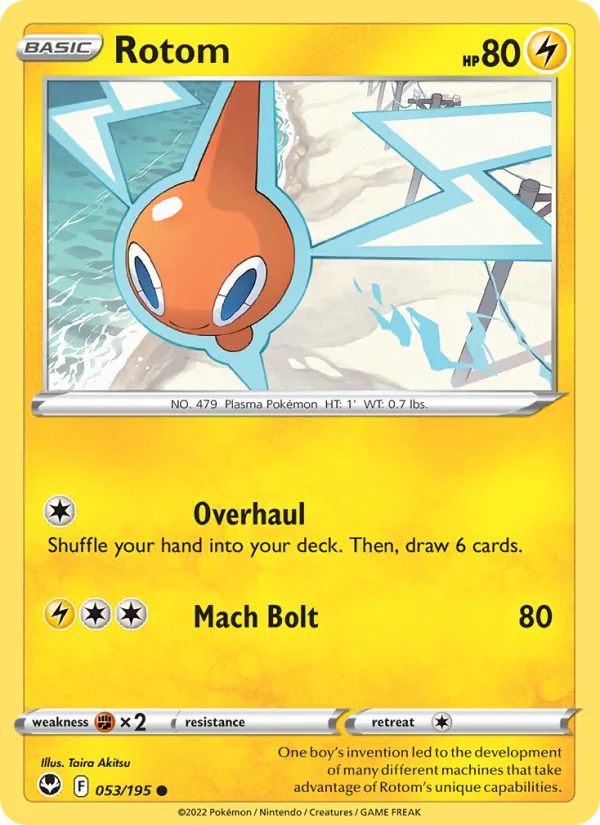 Rotom Reverse Holo 053/195 Silver Tempest Pokémon Card