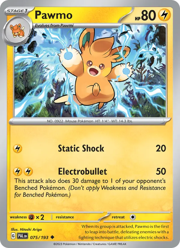 Pawmo Non-Foil 075/193 Paldea Evolved Pokémon Card