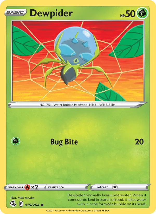 Dewpider Reverse Holo 019/264 Fusion Strike Pokémon Card