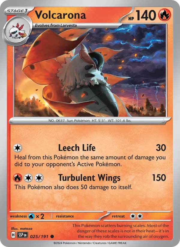 Volcarona Reverse Holo 025/191 Surging Sparks Pokémon Card