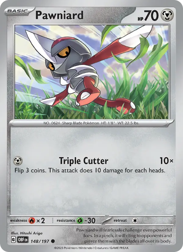 Pawniard Reverse Holo 148/197 Obsidian Flames Pokémon Card