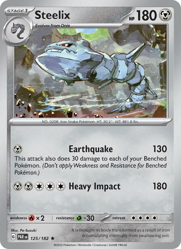 Steelix Reverse Holo 125/182 Paradox Rift Pokémon Card