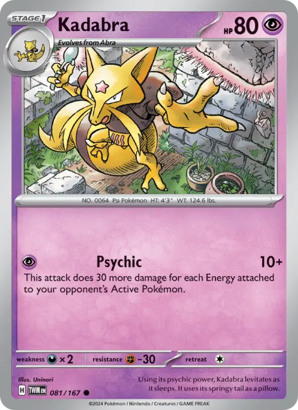 Kadabra Reverse Holo 081/167 Twilight Masquerade Pokémon Card