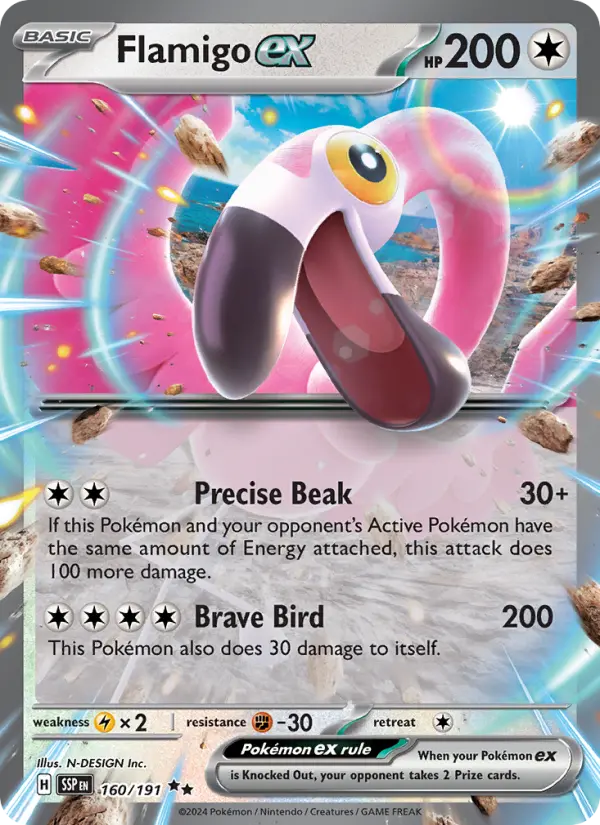 Flamigo ex Holo 160/191 Surging Sparks Pokémon Card