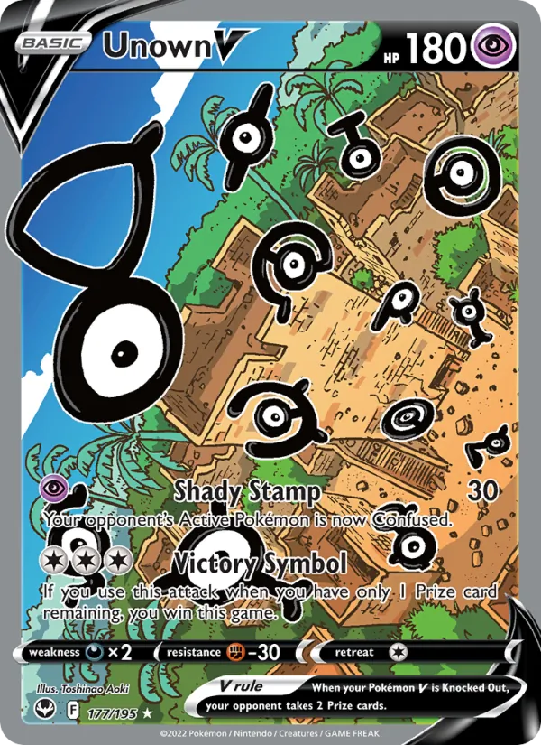 Unown V Holo 177/195 Silver Tempest Pokémon Card
