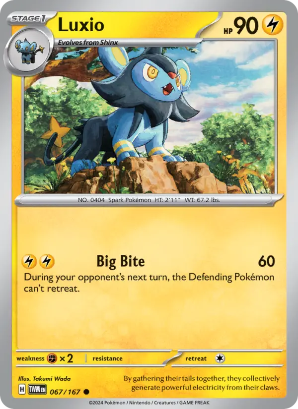 Luxio Reverse Holo 067/167 Twilight Masquerade Pokémon Card