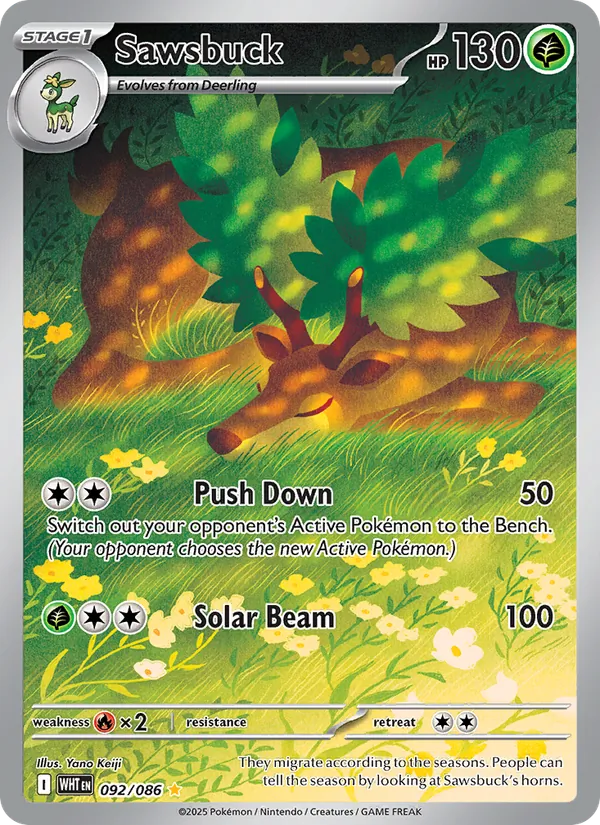 Sawsbuck Holo 092/86 White Flare Pokémon Card
