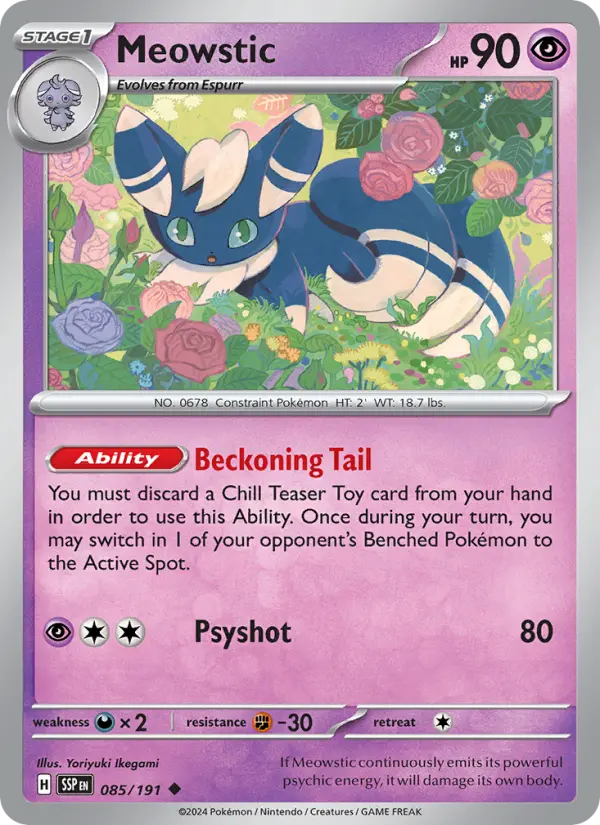 Meowstic Reverse Holo 085/191 Surging Sparks Pokémon Card