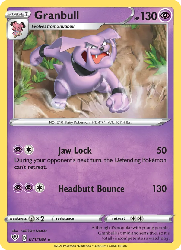 Granbull Reverse Holo 071/189 Darkness Ablaze Pokémon Card