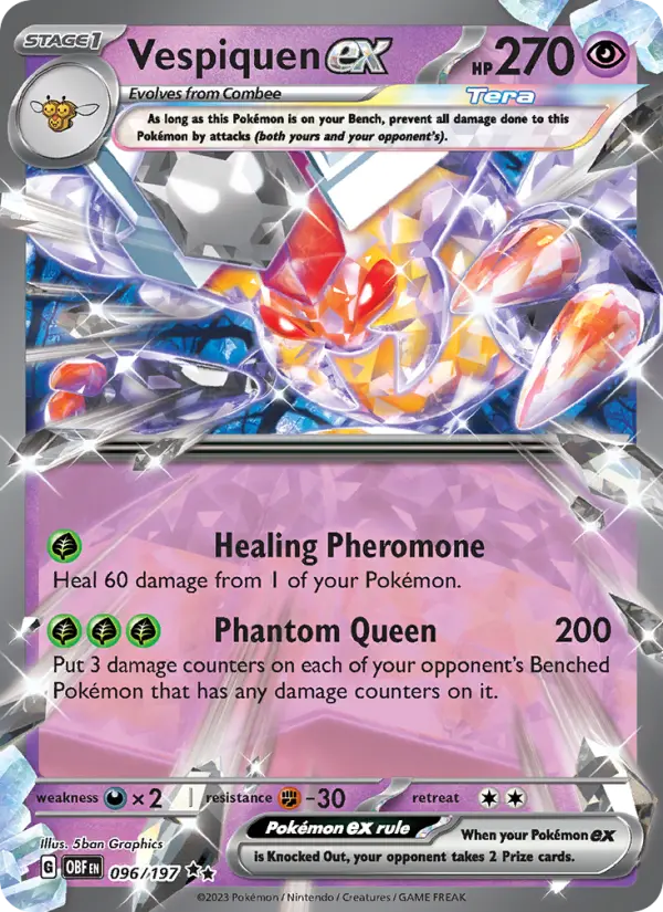 Vespiquen ex Holo 096/197 Obsidian Flames Pokémon Card