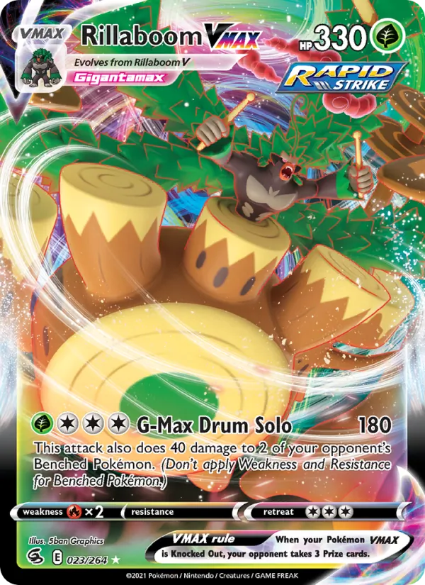 Rillaboom VMAX Holo 023/264 Fusion Strike Pokémon Card