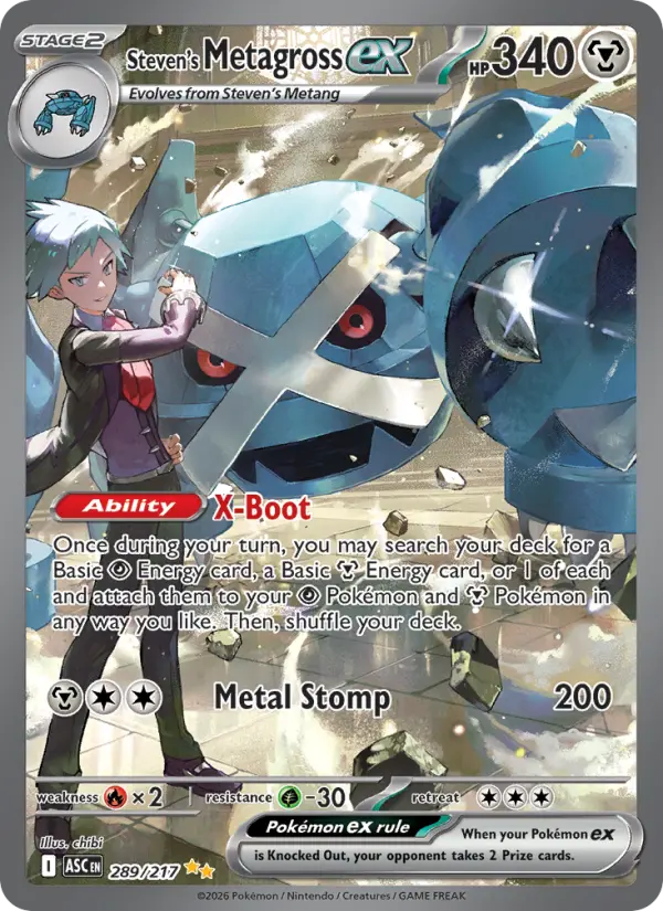 Steven's Metagross ex Holo 289/217 Ascended Heroes Pokémon Card