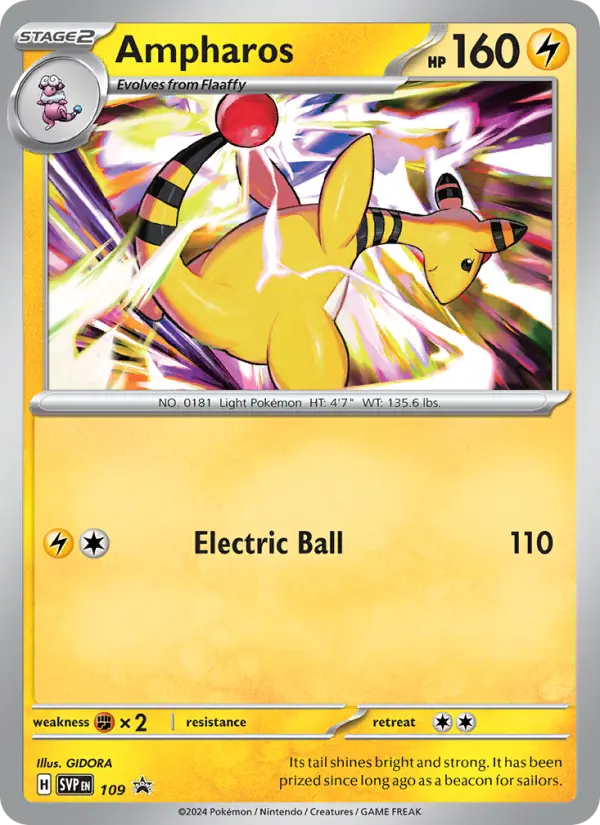 Ampharos Non-Foil 109/225 SVP Black Star Promos Pokémon Card