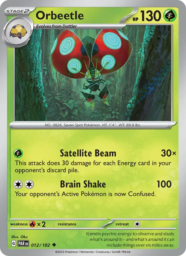 Orbeetle Reverse Holo 012/182 Paradox Rift Pokémon Card