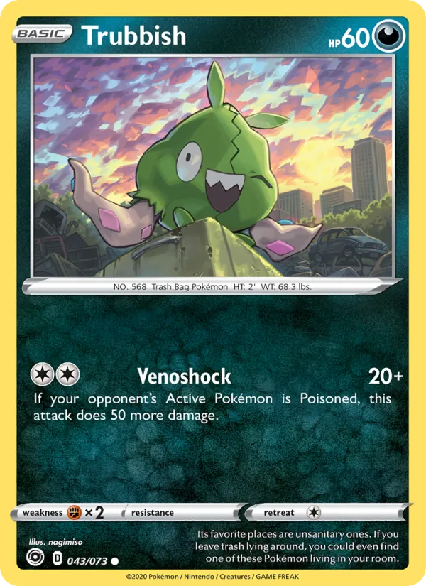 Trubbish Reverse Holo 043/73 Champion's Path Pokémon Card