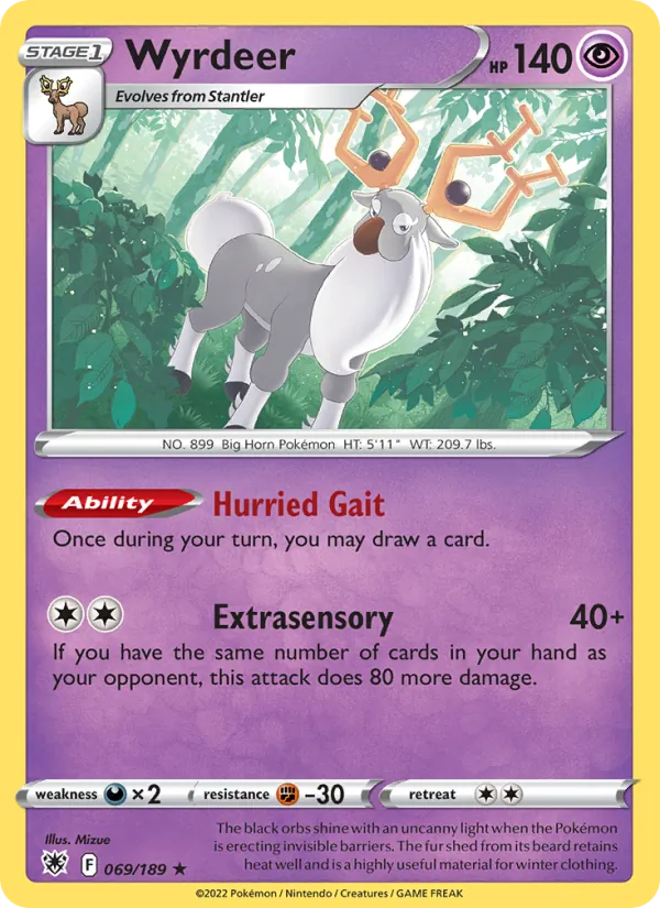 Wyrdeer Reverse Holo 069/189 Astral Radiance Pokémon Card