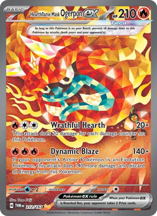 Hearthflame Mask Ogerpon ex Holo 212/167 Twilight Masquerade Pokémon Card